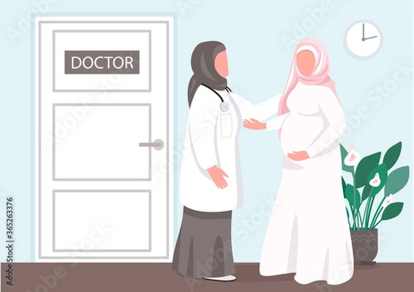 Obraz Prenatal consultation flat color vector illustration