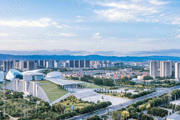 Fototapeta The architectural scenery of the Inner Mongolia Museum in Hohhot, Inner Mongolia, China