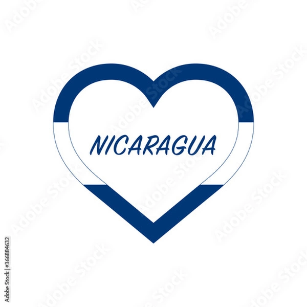 Fototapeta Nicaragua flag in heart. I love my country. sign. Stock vector illustration isolated on white background.