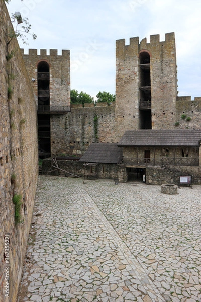 Fototapeta Courtyard of the citadel, stone medieval fortress Smederevo in Serbia