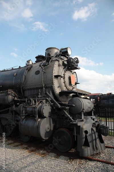 Fototapeta View of Steam Locomotive on rail in Strasburg, Lancaster County, Pennsylvania. 