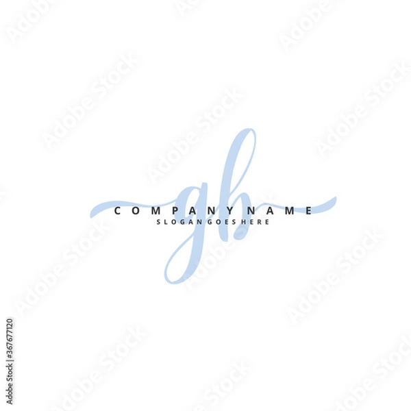 Fototapeta G B GB Initial handwriting and signature logo design with circle. Beautiful design handwritten logo for fashion, team, wedding, luxury logo.