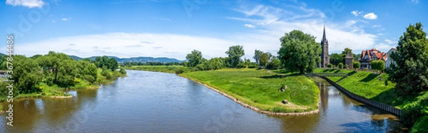 Fototapeta Stary port, kościół Sankt Sturmius, Rinteln, Niemcy