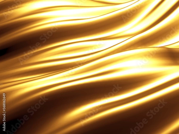 Fototapeta Golden abstract wavy liquid background