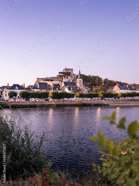 Fototapeta Sunset on Montrichard city