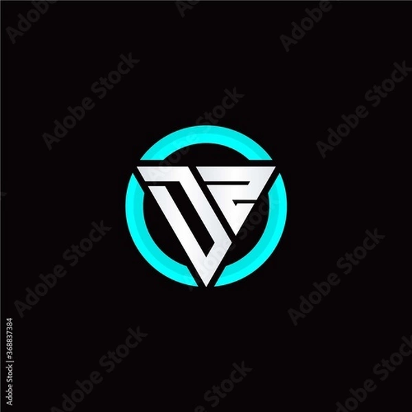 Fototapeta D Z initial logo modern triangle with circle