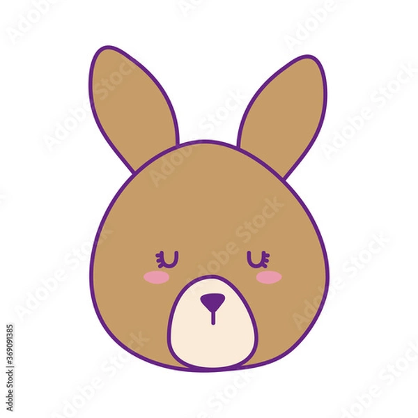 Fototapeta Cute rabbit face cartoon line and fill style icon design, Animal zoo life nature and character theme Vector illustration