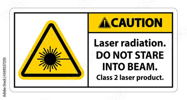 Fototapeta Caution Laser radiation,do not stare into beam,class 2 laser product Sign on white background