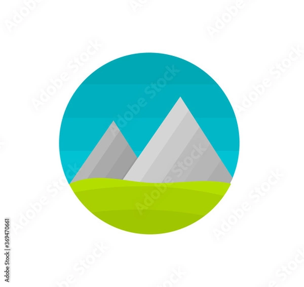 Fototapeta Mountains landscape flat design emblem icon.