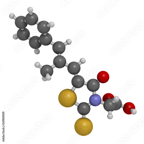 Fototapeta Epalrestat diabetic neuropathy drug molecule (aldose reductase inhibitor). 3D rendering. 