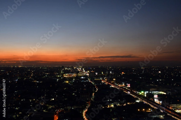 Fototapeta Quezon city overview during twilight in Quezon City, Philippines