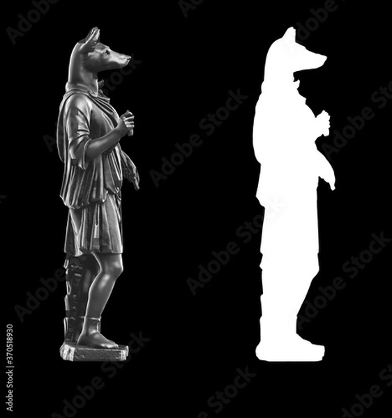 Fototapeta A collection of black metal sculptures on a black background for your design ideas. 3D rendering of objects that can be stylized.