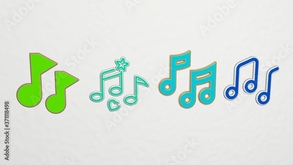 Fototapeta MUSICAL NOTES 4 icons set - 3D illustration