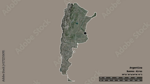 Fototapeta Location of Ciudad de Buenos Aires, federal district of Argentina,. Satellite