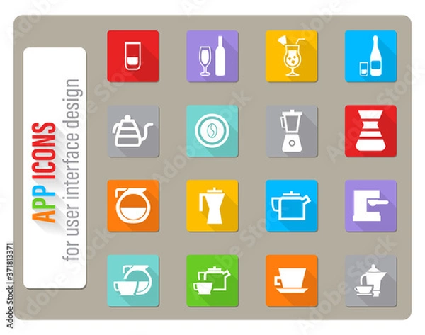 Fototapeta utensils for beverages icon set