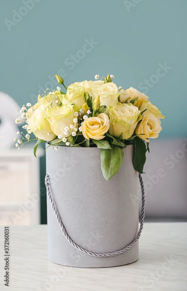 Fototapeta Bouquet of beautiful flowers on table