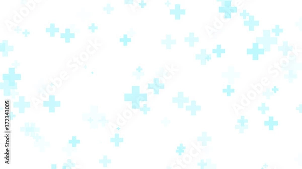 Fototapeta Medical health blue cross pattern white background. Abstract healthcare technology and science concept.