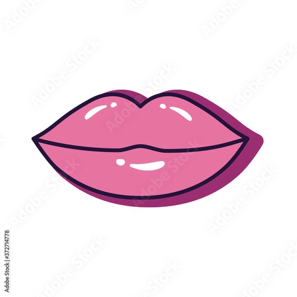 Fototapeta sexi female lips slang line and fill style icon