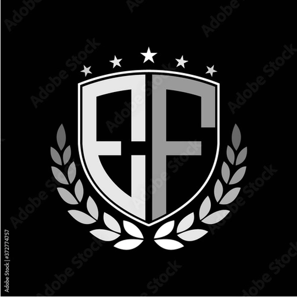 Fototapeta Initials inspiration letter E F logo shield badge illustration