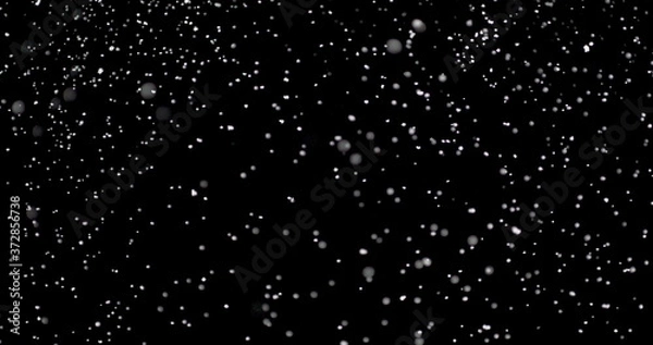 Obraz Blizzard of snow at night. It shows the white flakes moving fast on the isolated black background.