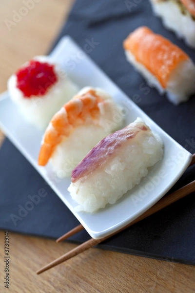 Fototapeta sushis, cuisine, japonais, gastronomie, restaurant, riz