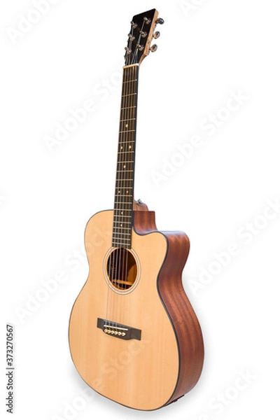 Fototapeta Acoustic cutaway guitar isolated over white background