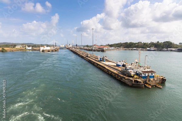 Fototapeta Views of the third of the Gatun Locks of the Panama Canal, Panama