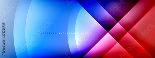 Fototapeta Vector abstract background - circle and cross on fluid gradient with shadows and light effects. Techno or business shiny design templates for text