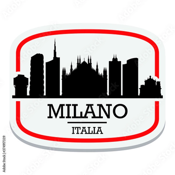 Fototapeta Italy Milano Label Stamp Icon Skyline City Design Tourism.