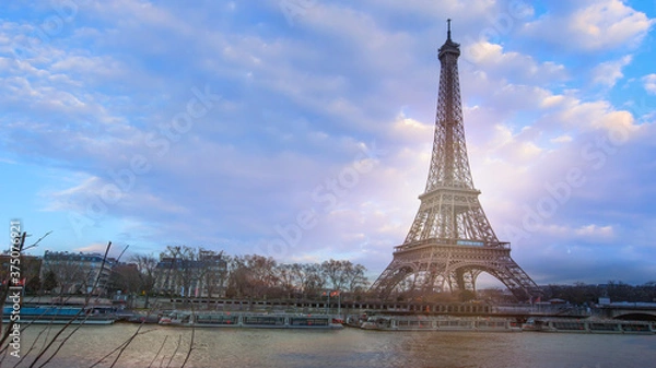 Fototapeta Eiffel tower in Paris, France. The Eiffel tower is the most visited touristic attraction in France.