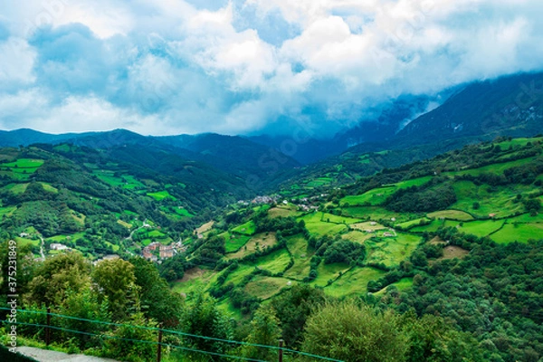 Fototapeta Mountain landscape in Riosa Asturias near the Angliru peak in Spain