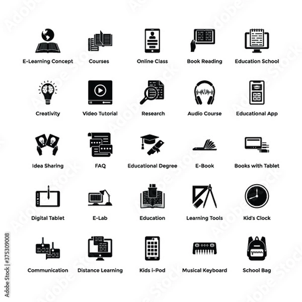 Fototapeta E-learning Icons Set