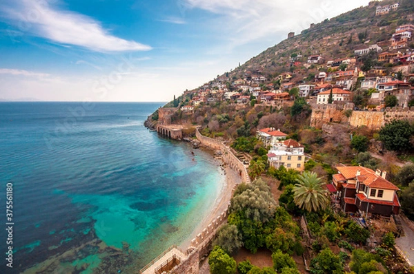 Fototapeta Ottoman shipyard and The castle view Alanya Town of Turkey