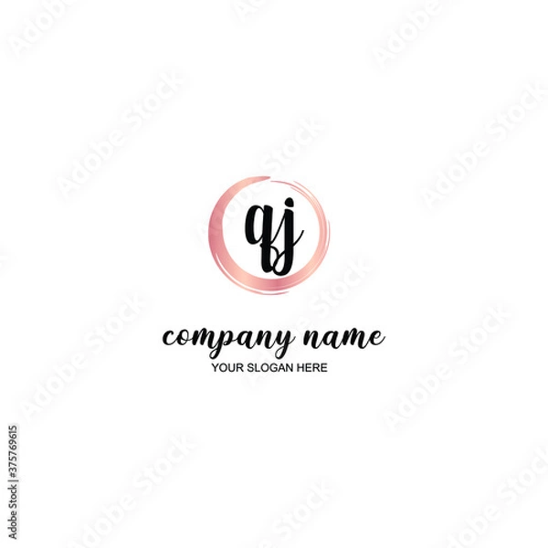 Fototapeta QJ Initial handwriting logo template vector