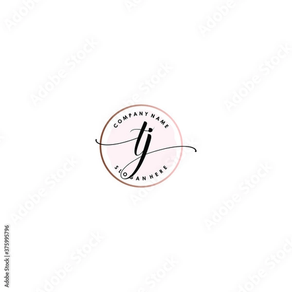 Fototapeta TJ Initial handwriting logo template vector