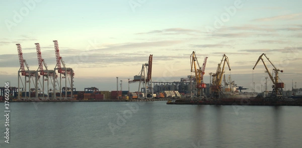 Obraz Cranes and containers at a port 2