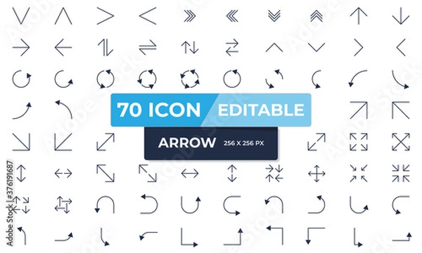 Fototapeta Minimalist icon pack, symbol editable templates collection set of arrow vector AI, EPS 10