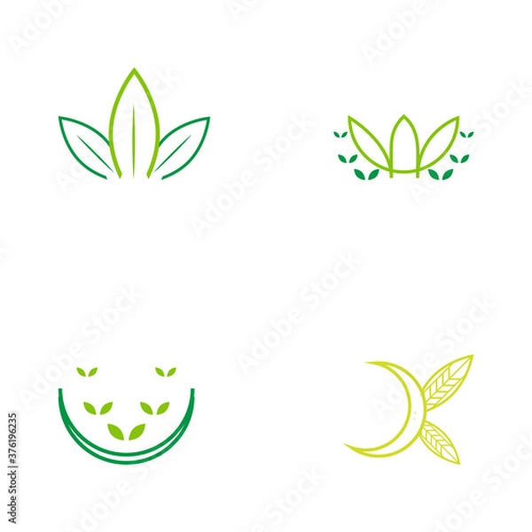 Fototapeta flat emblem logo design for Agriculture with the concept of green leaves vector. Green nature logo used for agricultural systems, farmers, and plantation products. logo template.