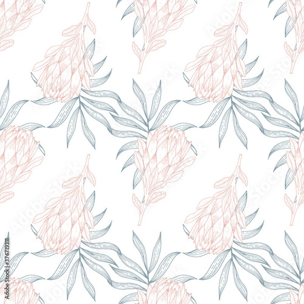 Fototapeta Abstract seamless pattern with leaves. Vector template.