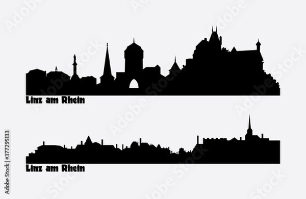 Fototapeta Skyline of two city views in Germany, Linz am Rhein.