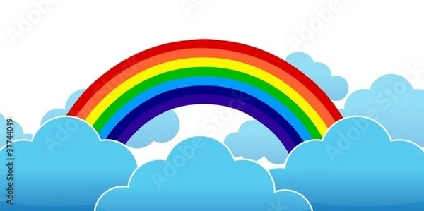 Obraz clouds with a rainbow on blue background illustration design