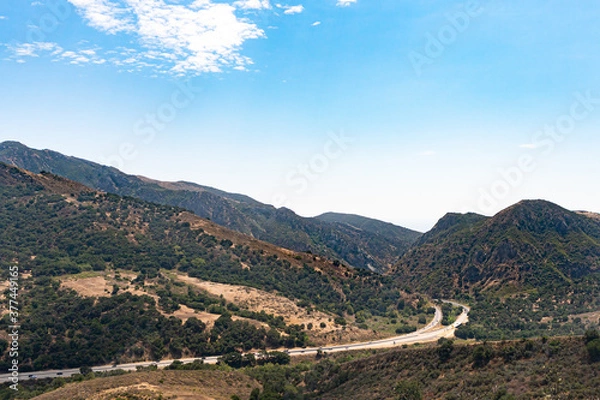 Fototapeta Freeway Through the Santa Ynez Mountains