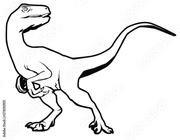 Obraz Black and white illustration with ancient animal objects, namely dinosaurs