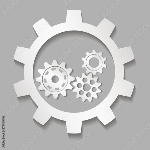 Fototapeta Metal gears set. Factory gears vector icon. Mechanical gear. The image of the gear. Machine gear. Cogwheel gear