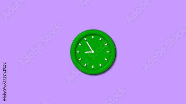 Fototapeta Amazing green color 3d wall clock isolated on purple background,wall clock