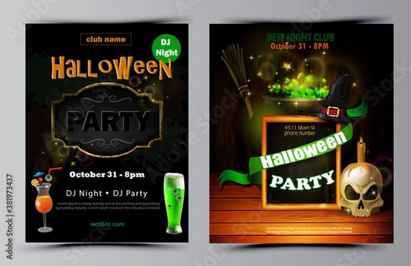 Fototapeta Halloween party flyer set vector