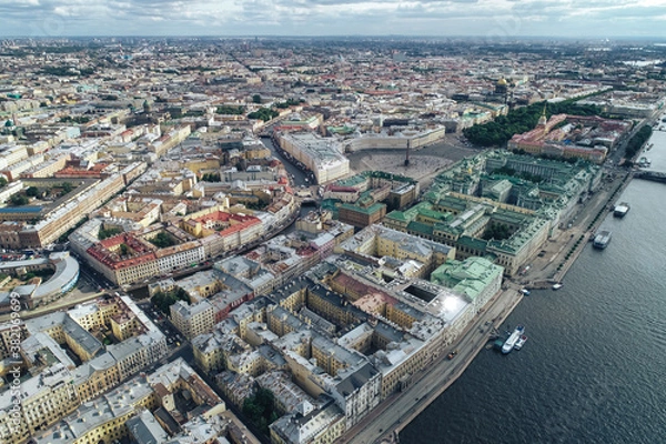 Fototapeta Aerial Townscape of Saint Petersburg City. Central  District