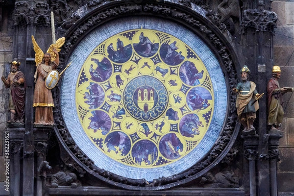 Fototapeta Medieval astronomical clock on the old town square in Prague