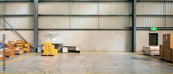 Fototapeta Interior of logistics warehouse.