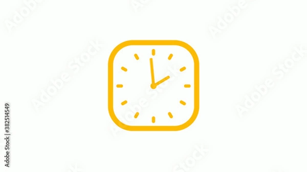 Fototapeta Orange color square clock icon on white background, Clock icon, Counting down clock icon